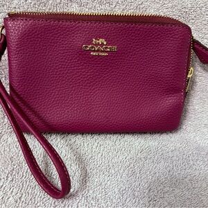 Coach Magenta Leather Wristlet